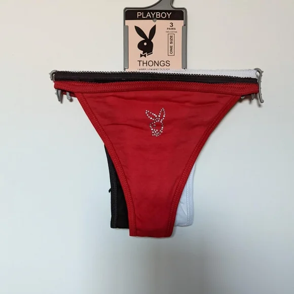 PLAYBOY | Accessories | Playboy Thongs Set Of 3 Xs | Poshmark